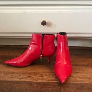 Red Kitten Heel Boots